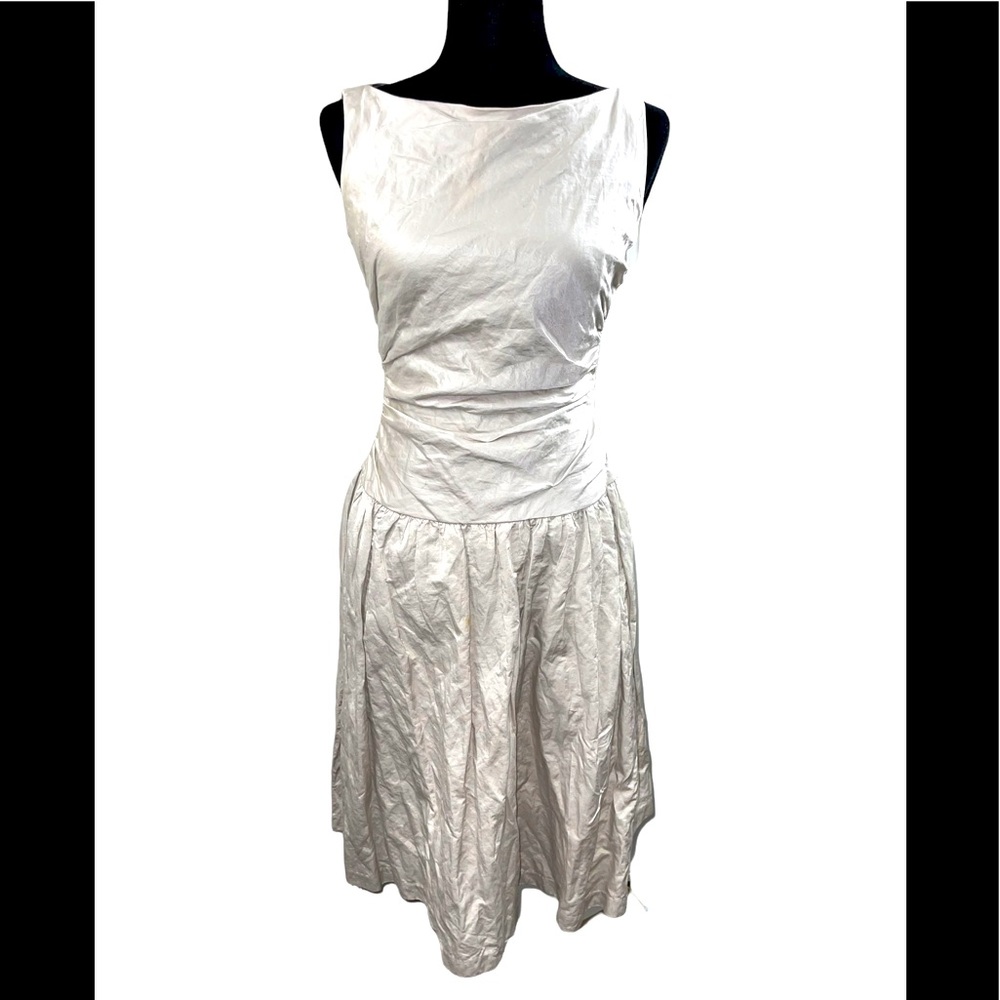 Ralph Lauren Black Label Bateau Neckline Midi Length Sleeveless Dress